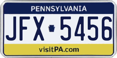 PA license plate JFX5456