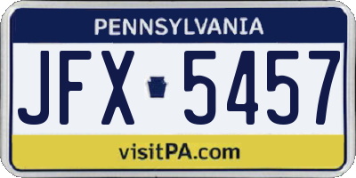 PA license plate JFX5457
