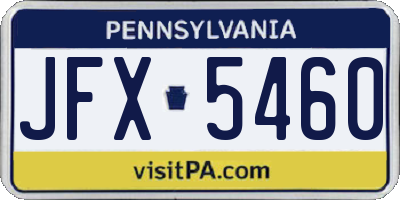 PA license plate JFX5460