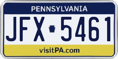 PA license plate JFX5461