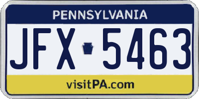 PA license plate JFX5463