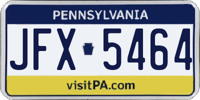PA license plate JFX5464
