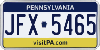 PA license plate JFX5465
