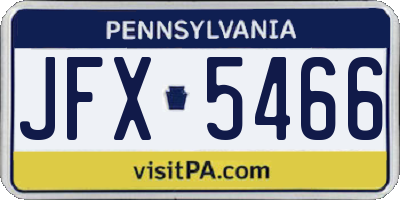 PA license plate JFX5466