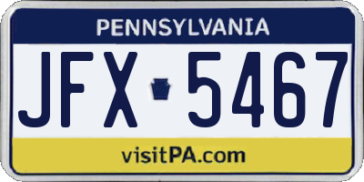 PA license plate JFX5467