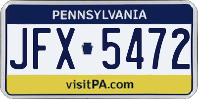 PA license plate JFX5472