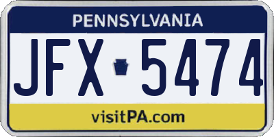PA license plate JFX5474