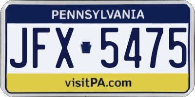 PA license plate JFX5475