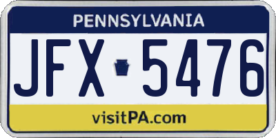 PA license plate JFX5476
