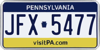 PA license plate JFX5477