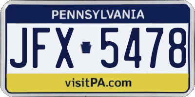 PA license plate JFX5478