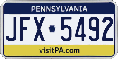 PA license plate JFX5492