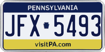 PA license plate JFX5493