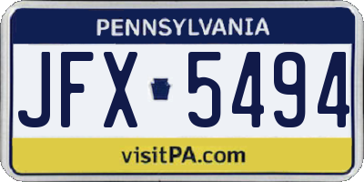 PA license plate JFX5494