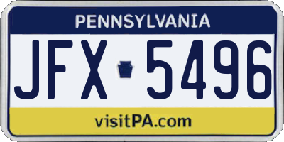 PA license plate JFX5496