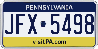PA license plate JFX5498