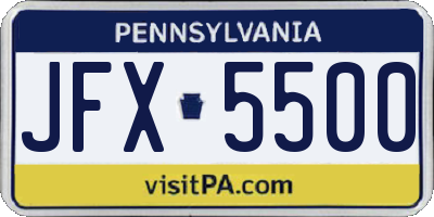 PA license plate JFX5500