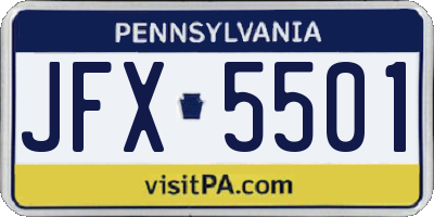 PA license plate JFX5501