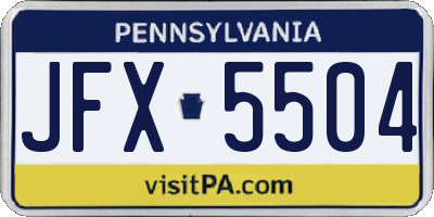 PA license plate JFX5504