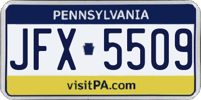 PA license plate JFX5509