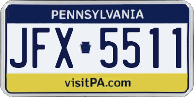 PA license plate JFX5511