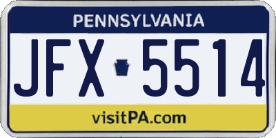 PA license plate JFX5514