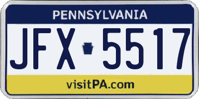 PA license plate JFX5517