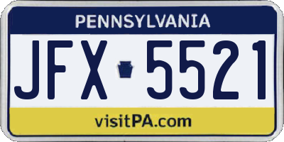 PA license plate JFX5521