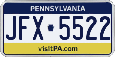 PA license plate JFX5522