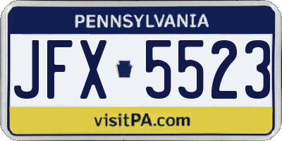 PA license plate JFX5523