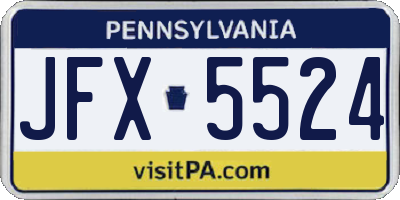 PA license plate JFX5524