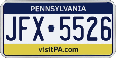 PA license plate JFX5526