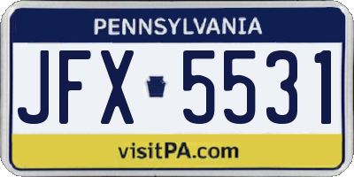 PA license plate JFX5531