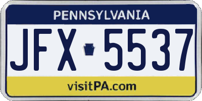 PA license plate JFX5537