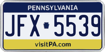 PA license plate JFX5539