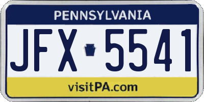 PA license plate JFX5541