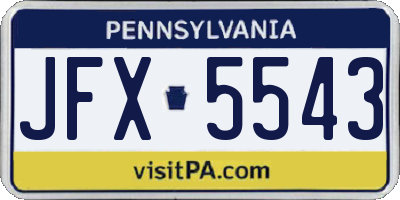 PA license plate JFX5543