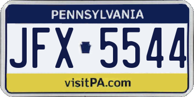 PA license plate JFX5544