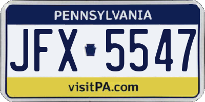 PA license plate JFX5547