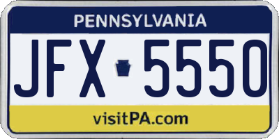 PA license plate JFX5550