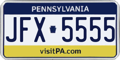 PA license plate JFX5555