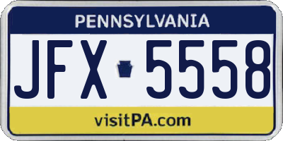 PA license plate JFX5558