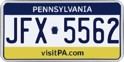 PA license plate JFX5562