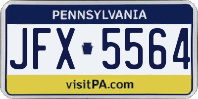 PA license plate JFX5564
