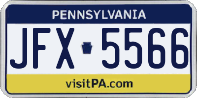 PA license plate JFX5566