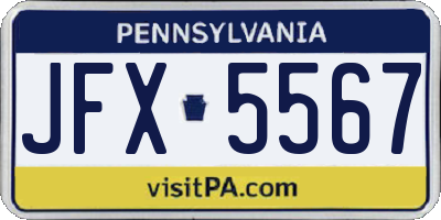 PA license plate JFX5567