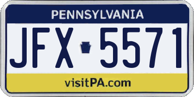 PA license plate JFX5571
