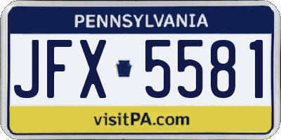 PA license plate JFX5581