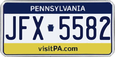 PA license plate JFX5582