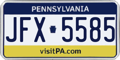 PA license plate JFX5585